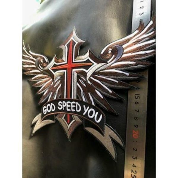 大きいワッペン★背中用★クロス★ウイング★成功を祈るぜ～★GOD SPEED Y