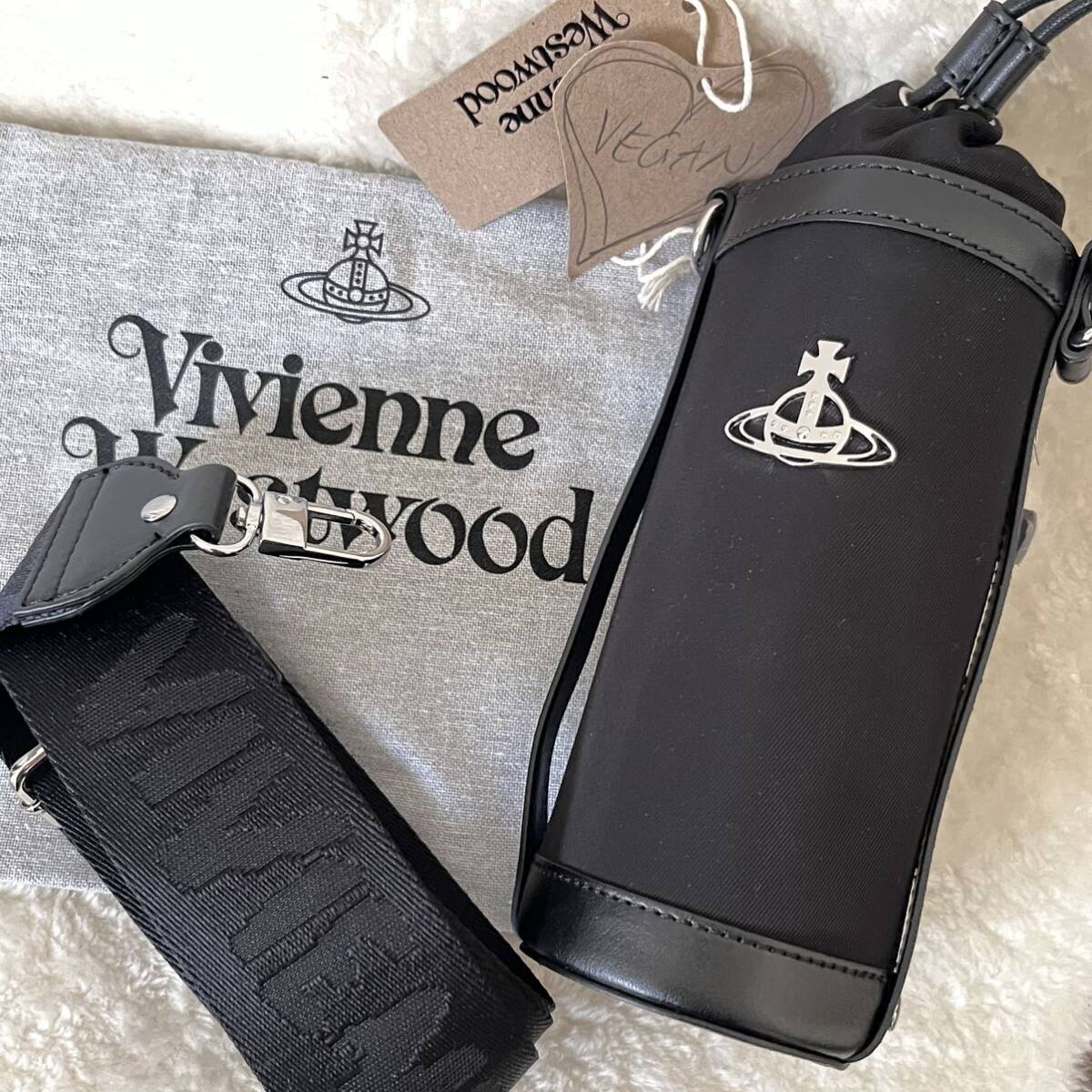 レア◆VivienneWestwood* ボトルホルダー ショルダー ナイロン Re-nylon ヴィヴィアン 水筒カバー ブラック 黒 水筒バッグ