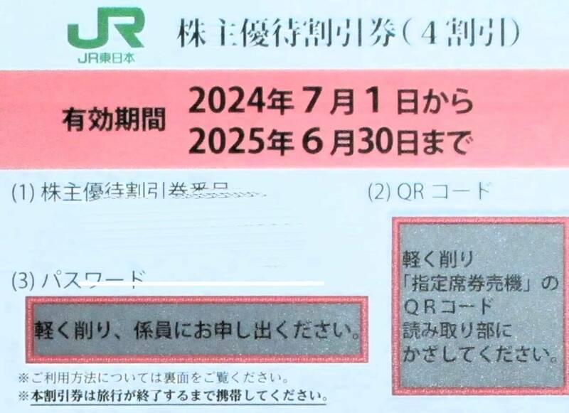 ＪＲ東日本 株主優待割引券2枚　送料無料　②