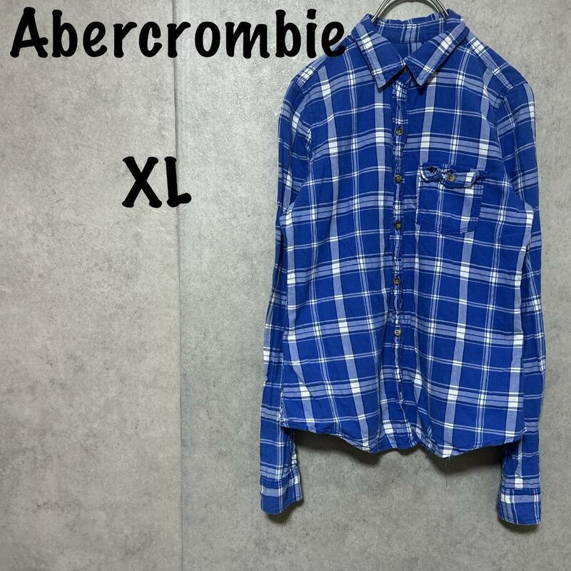 【Abercromble】（XL）チェックシャツ＊鹿ロゴ＊カジュアル＊デイリー