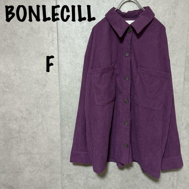 【BONLRCILL】（F）シャツジャケット＊コーデュロイ＊オーバーサイズ＊紫