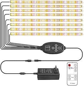 Derlights 植物育成ライト ８本セット 暖色系 384個LEDチップ フルスペクトル タイマー機能(4/8/12H) 10