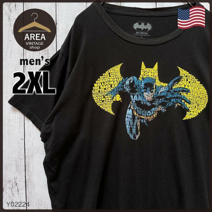 【バットマン】BATMAN　古着　アメリカ　Tシャツ　半袖　メンズ　2XLサイズ　ブラック　黒　USA