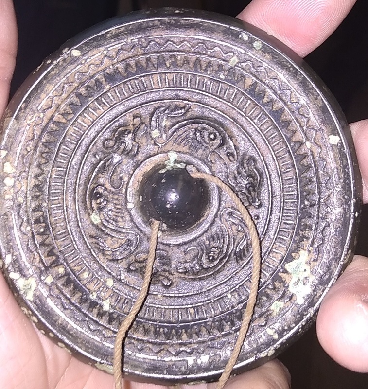 中国黑漆 古鏡 銅鏡 獣鏡 鋳銅製