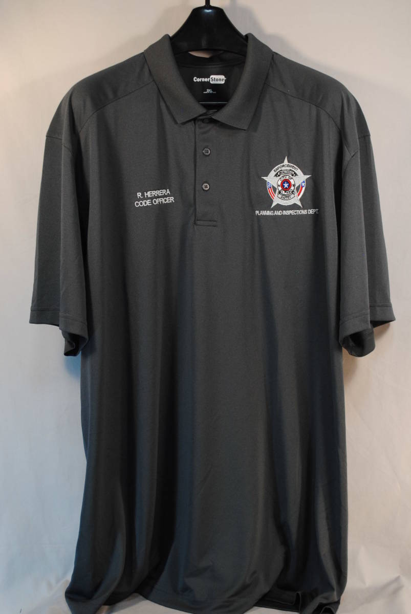 32 新品 半袖　ポロシャツ　アメリカ　Building Safety Enforcement　ビル安全管理会社　R.Herrera Corner Stone社製 USサイズ3XL ポリ100%