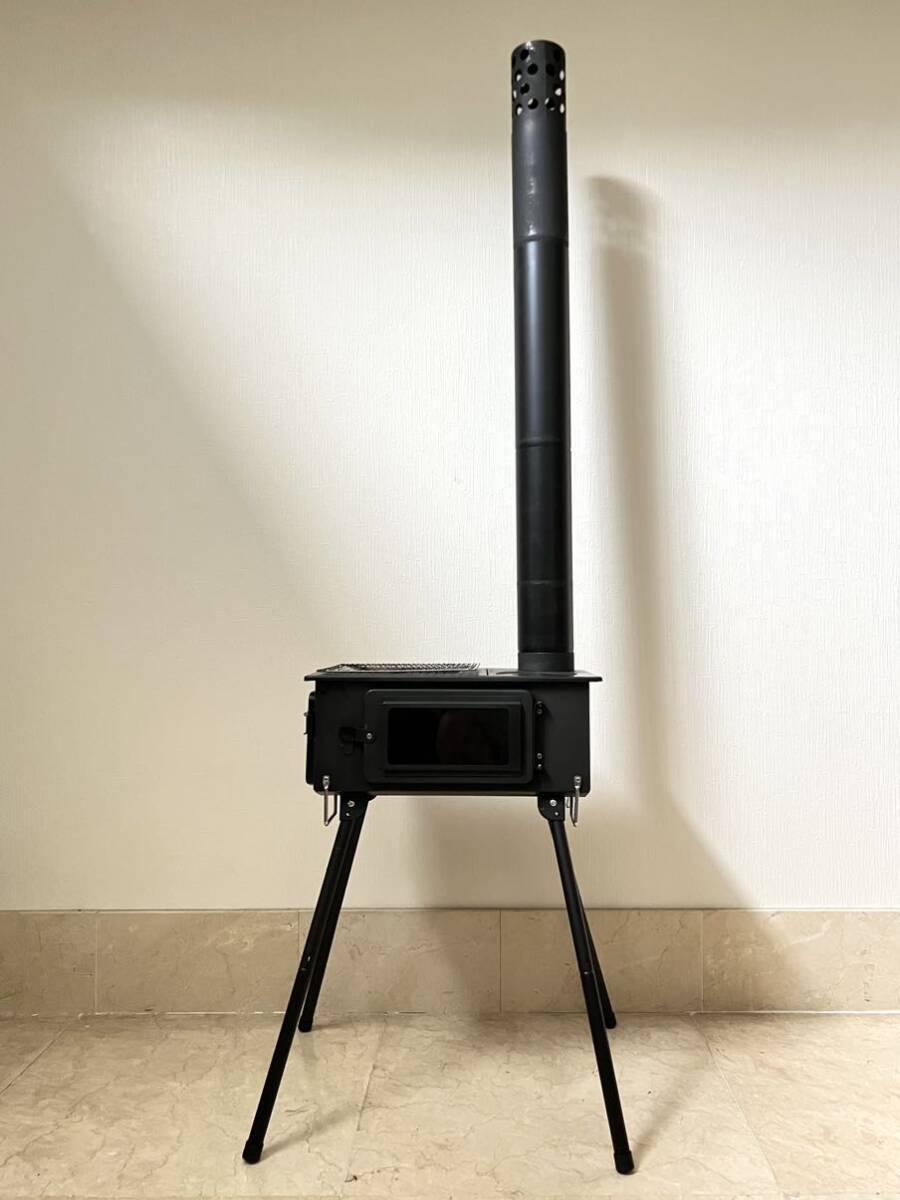 キャプテンスタッグ CAPTAIN STAG ストーブ BBQ KAMADO かまど 煙突 ガラス窓付 角型ストーブ 