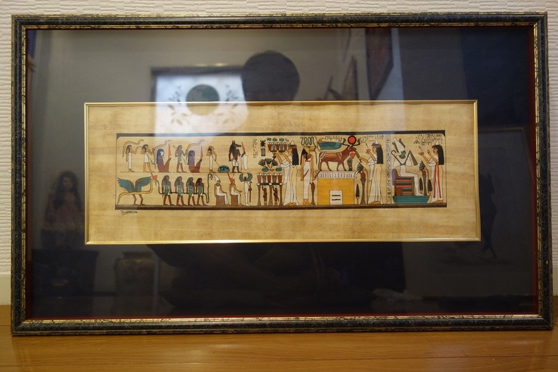 肉筆　手描き　エジプト決定版のハンドメイドのパピルス画　ハンドメイド　絵画　43×73cm