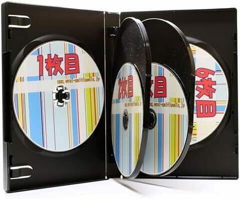 22mm厚6枚収納 DVDトールケース ブラック 4個G DVD/CD/Blu-rayDiscを6枚収納ケー