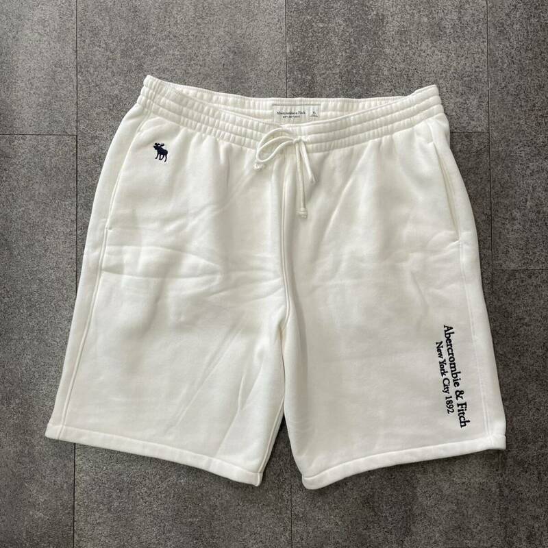 Abercrombie&FitchアバクロメンズのスエットショートパンツXLホワイト