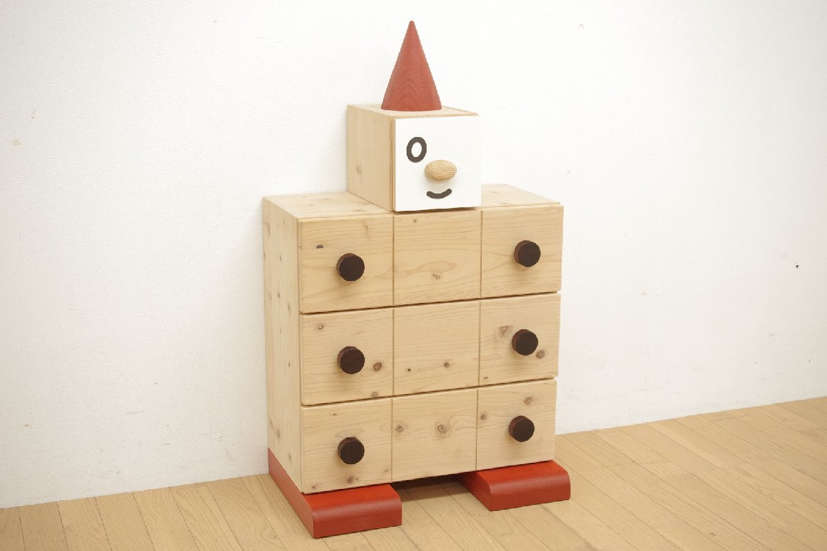 展示品 広松木工 キッズヒューマンチェスト 054 ヒノキ無垢 引き出し収納 キッズレッド インテリア 子供部屋 キッズルーム 新品14.7万円