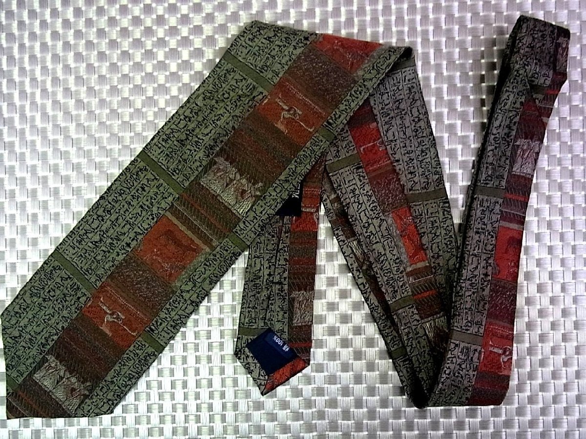 ♪35288C♪良品【刺繍 エジプト 壁画 ヒエログリフ 柄】ワールドミュージアムコレクション【WORLD MUSEUM COLLECTION】ネクタイ