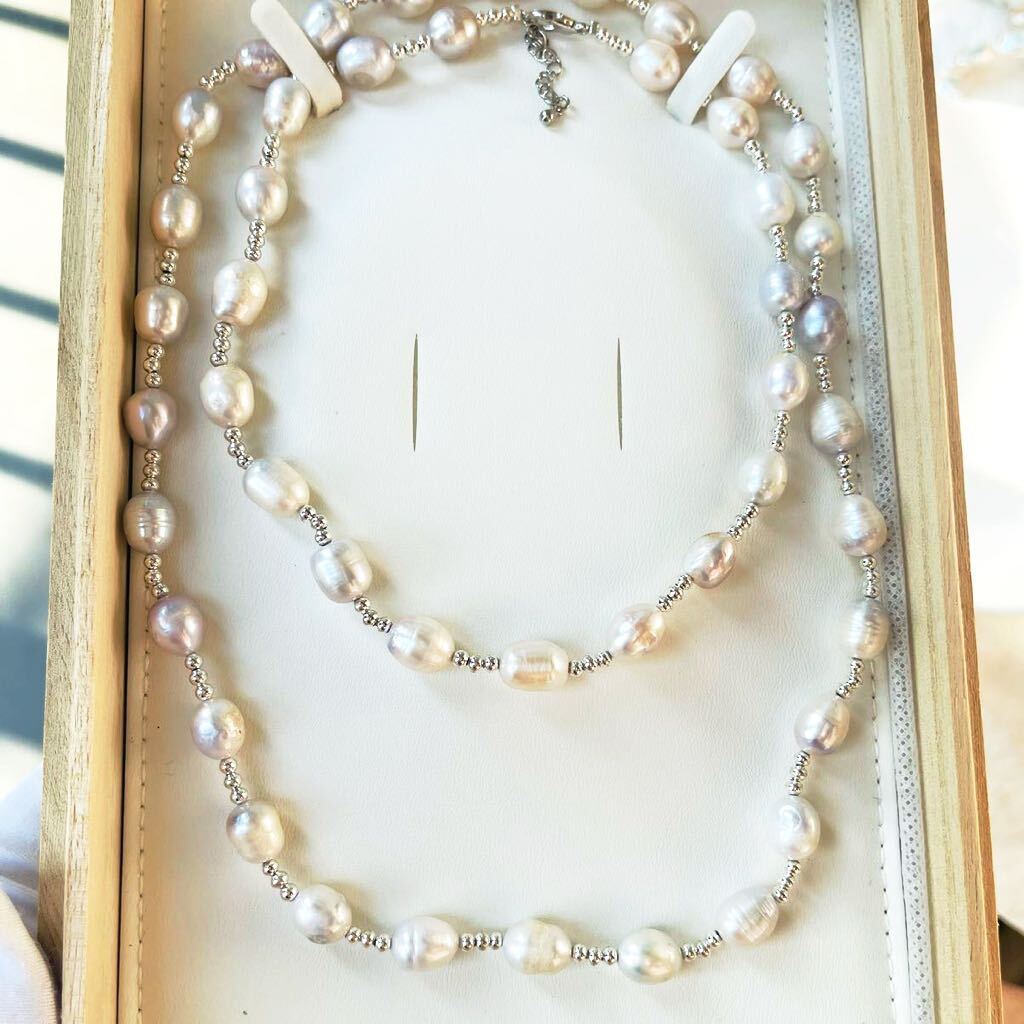 2way 本真珠ロングネックレス　8mm パール 冠婚葬祭 90cm アクセサリー