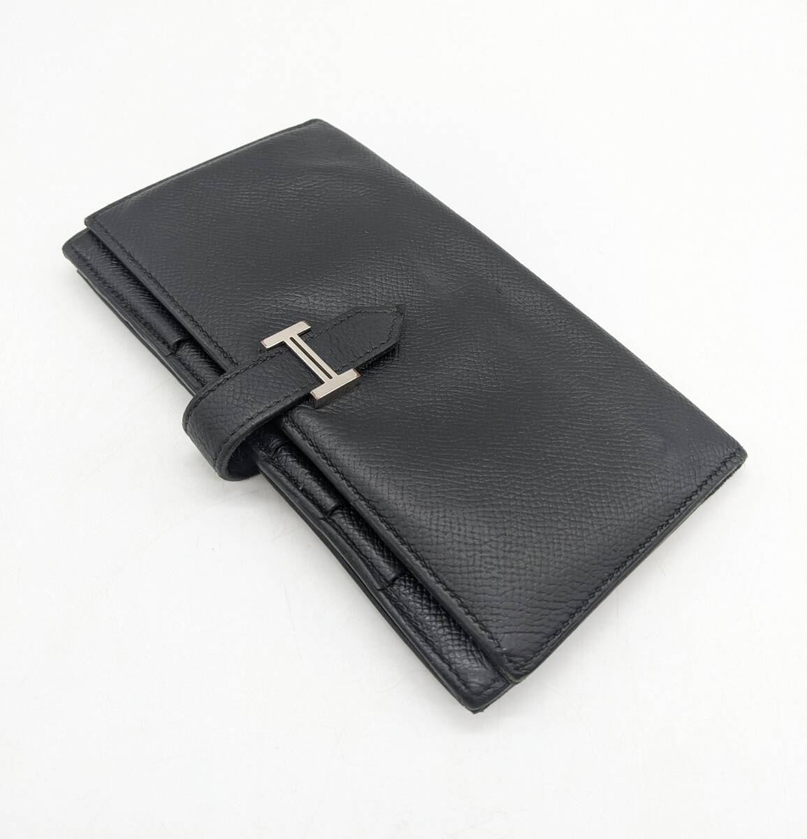 ■HERMES エルメス ベアン スフレ シルバー金具 エプソン 新型 二つ折り財布 ブラック X刻印 長財布