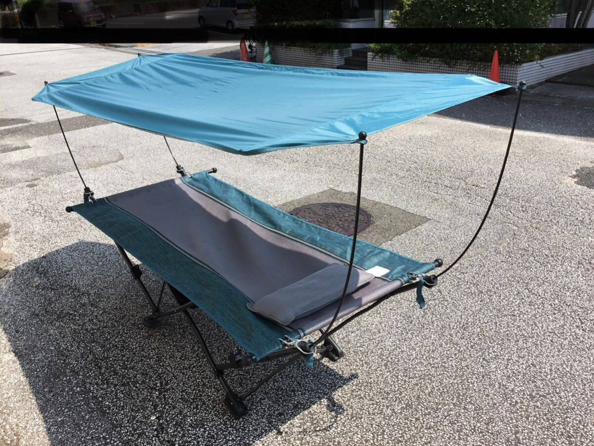 大型快適　折りたたみベッド　キャンプ 日よけ コンパクト　収納キャリー付き　グリーン