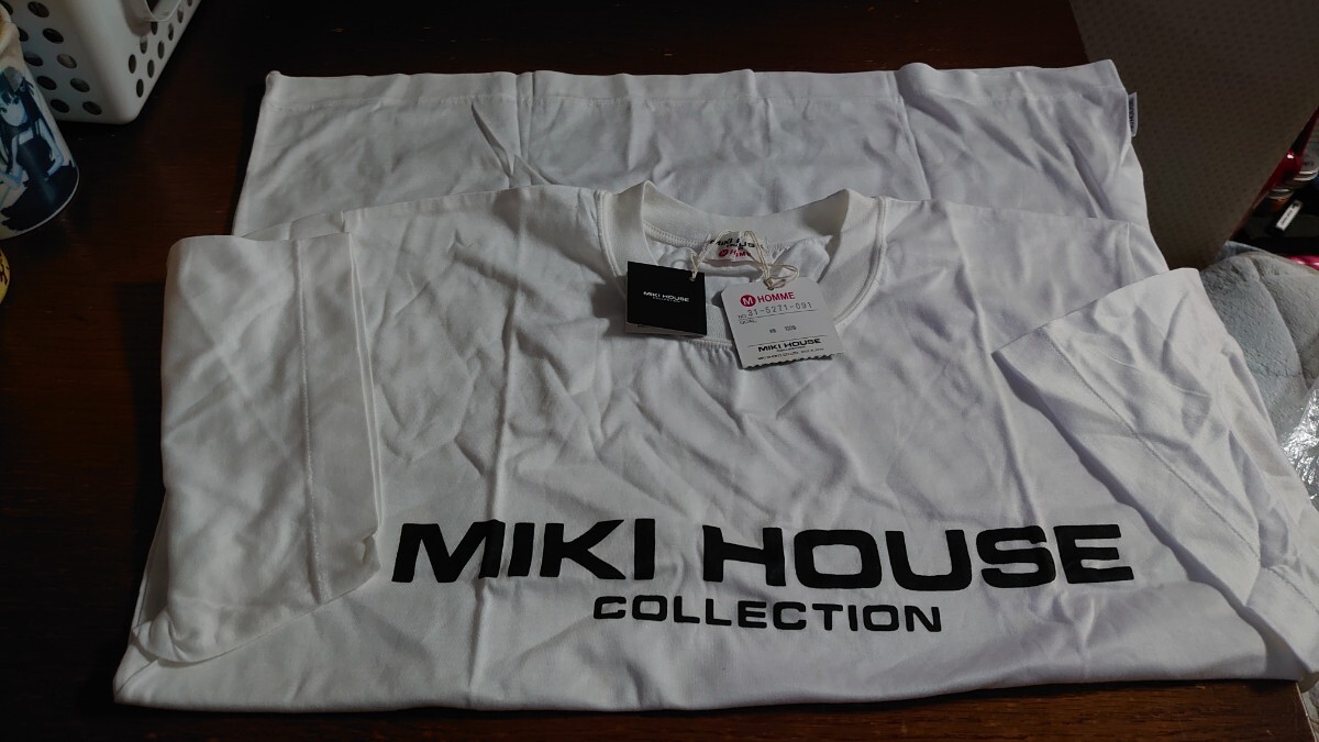 ミキハウス　MIKI　HOUSE　HOMME　白地/黒文字　Tシャツ　タグ付き未使用