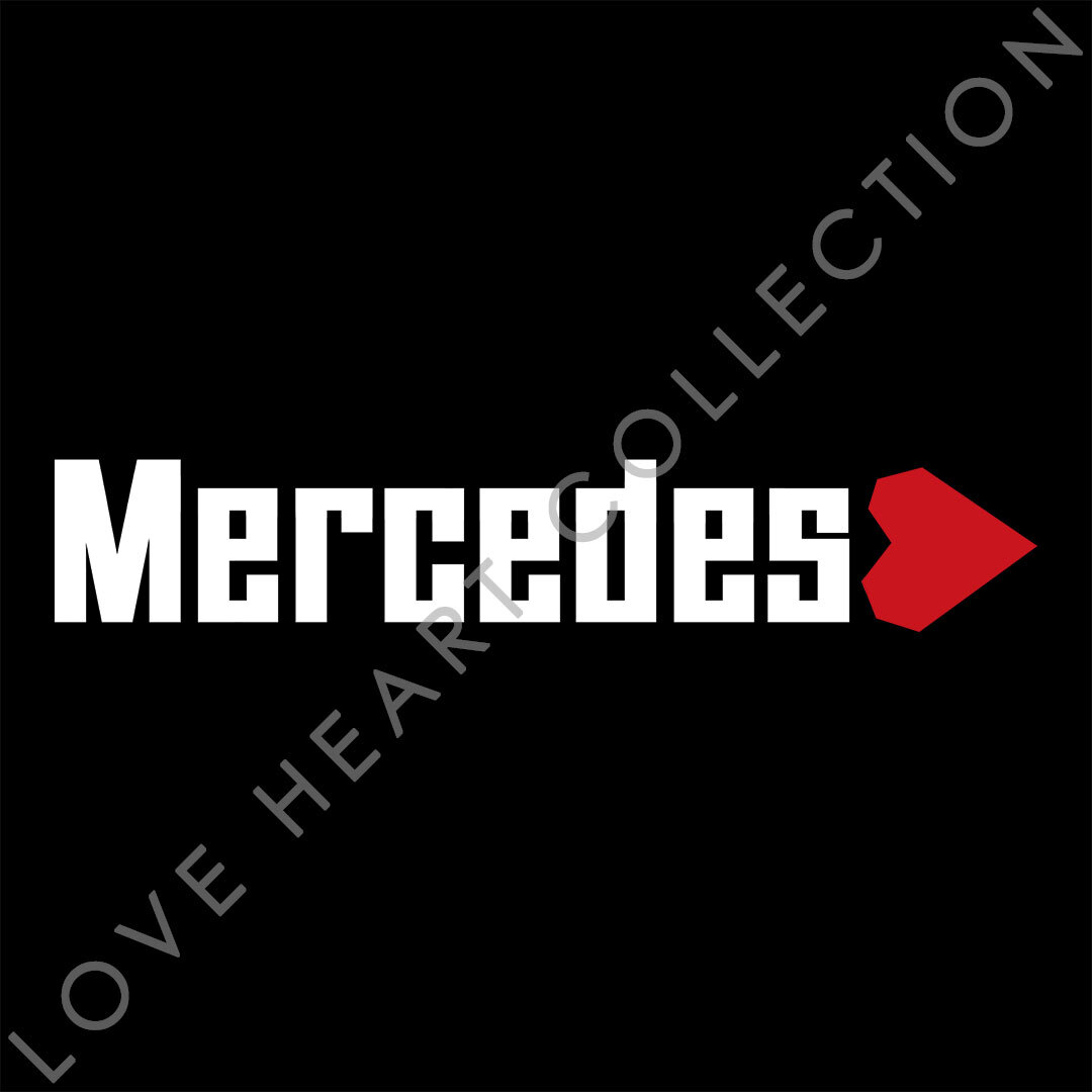 新品・未使用☆メルセデス　ハートステッカー　ホワイト　1枚　LOVE HEART COLLECTION　MERCEDES　デカール|切り文字|切文字|新品|送料無料