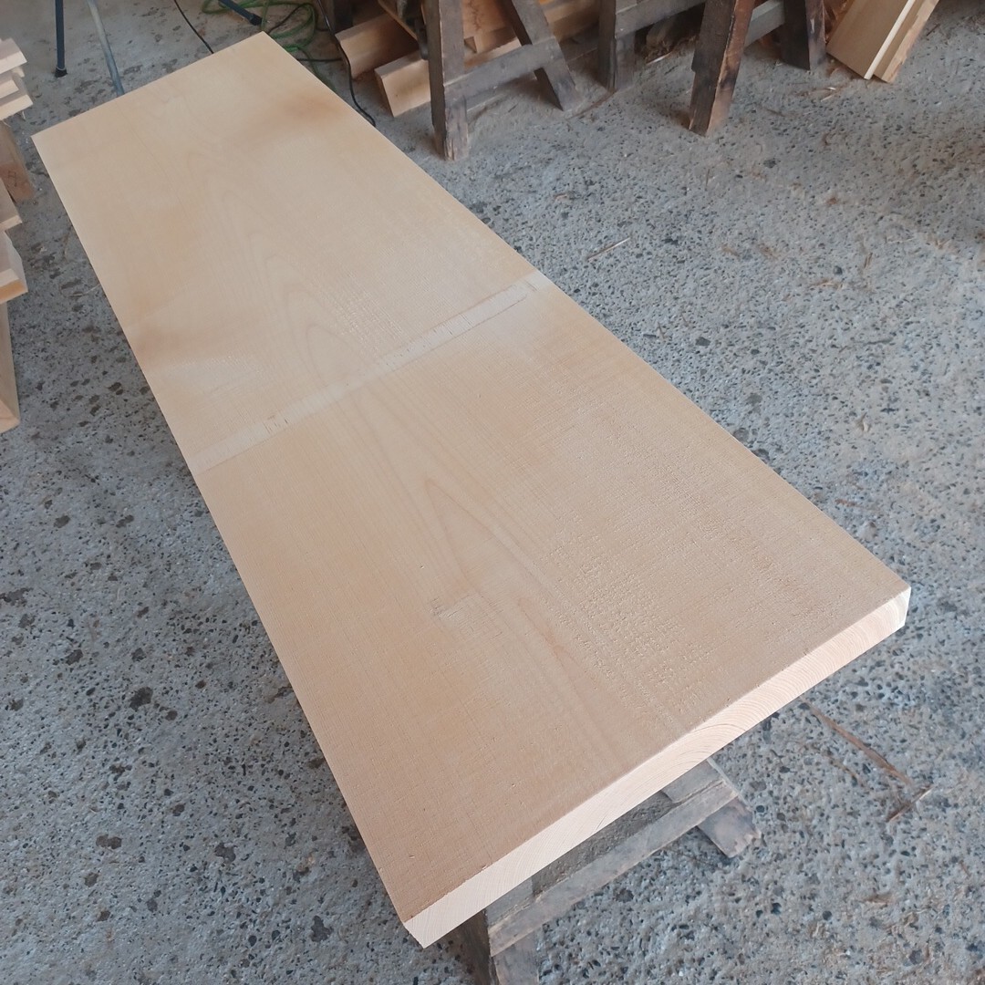 B-1704【141.5×41×5cm】 国産ひのき　 板　 テーブル　カウンター　 看板　 一枚板　 無垢材　 桧　 檜　 DIY拍卖