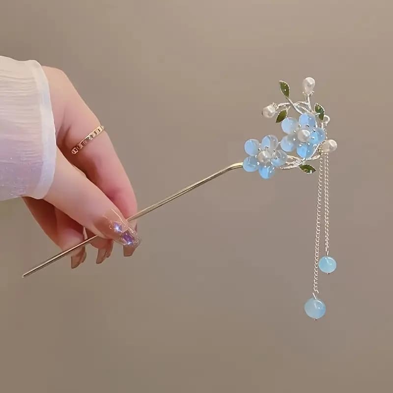 アジアン エスニックかんざし ビジュー 人工石 青系 エキゾチック KNZS21316-1BL