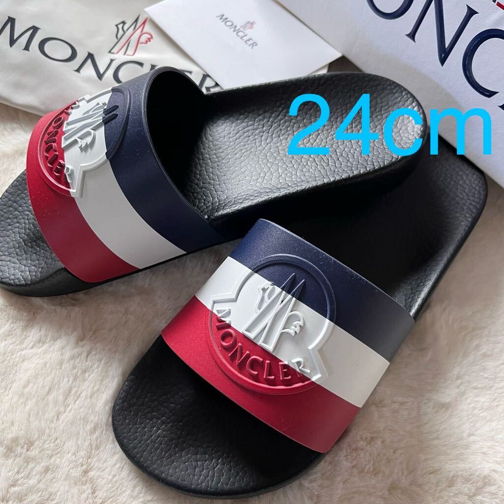 新品未使用箱入り◇伊製 Moncler ラバーサンダル BASILE スポサン 24cm モンクレール シャワーサンダル 黒 2024春夏