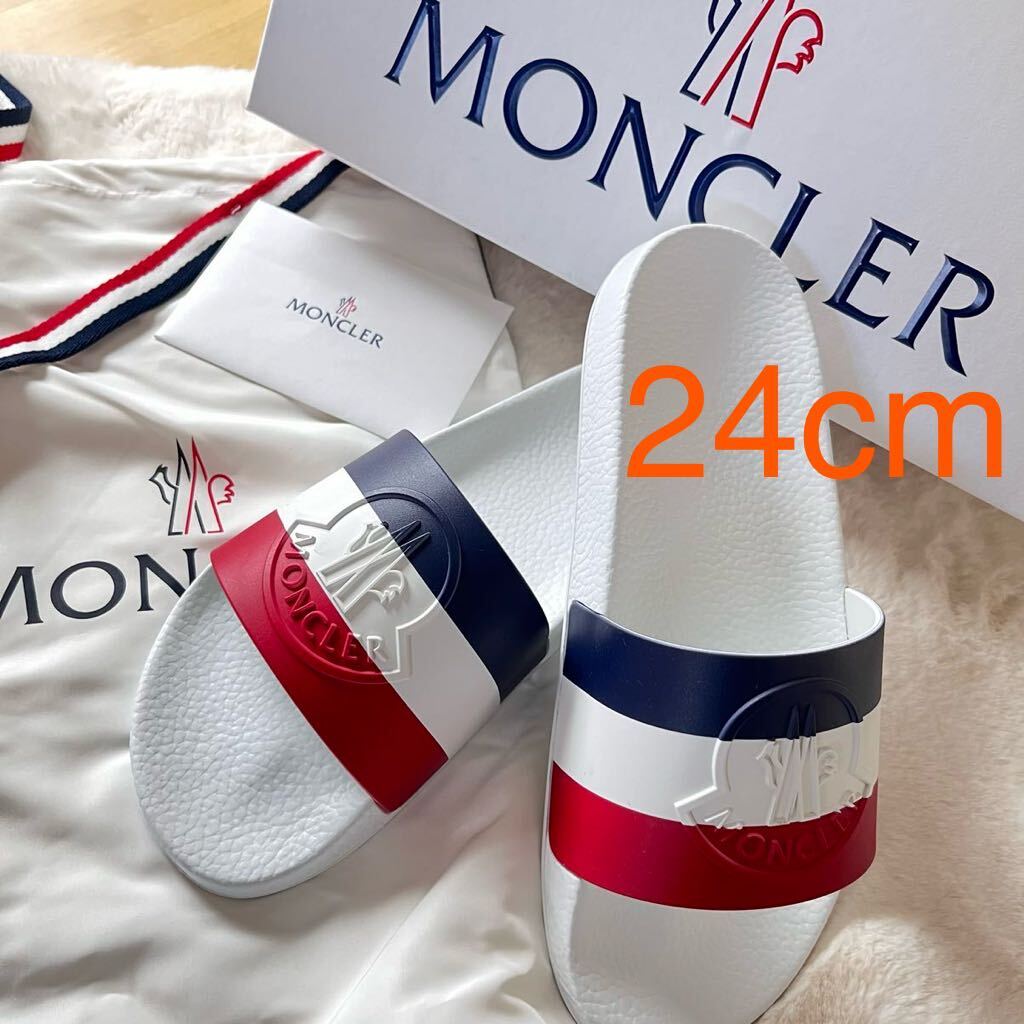 新品未使用 箱入り◇イタリア製 Moncler ラバーサンダル BASILE スポサン 白 24cm モンクレール ホワイト スポーツサンダル 