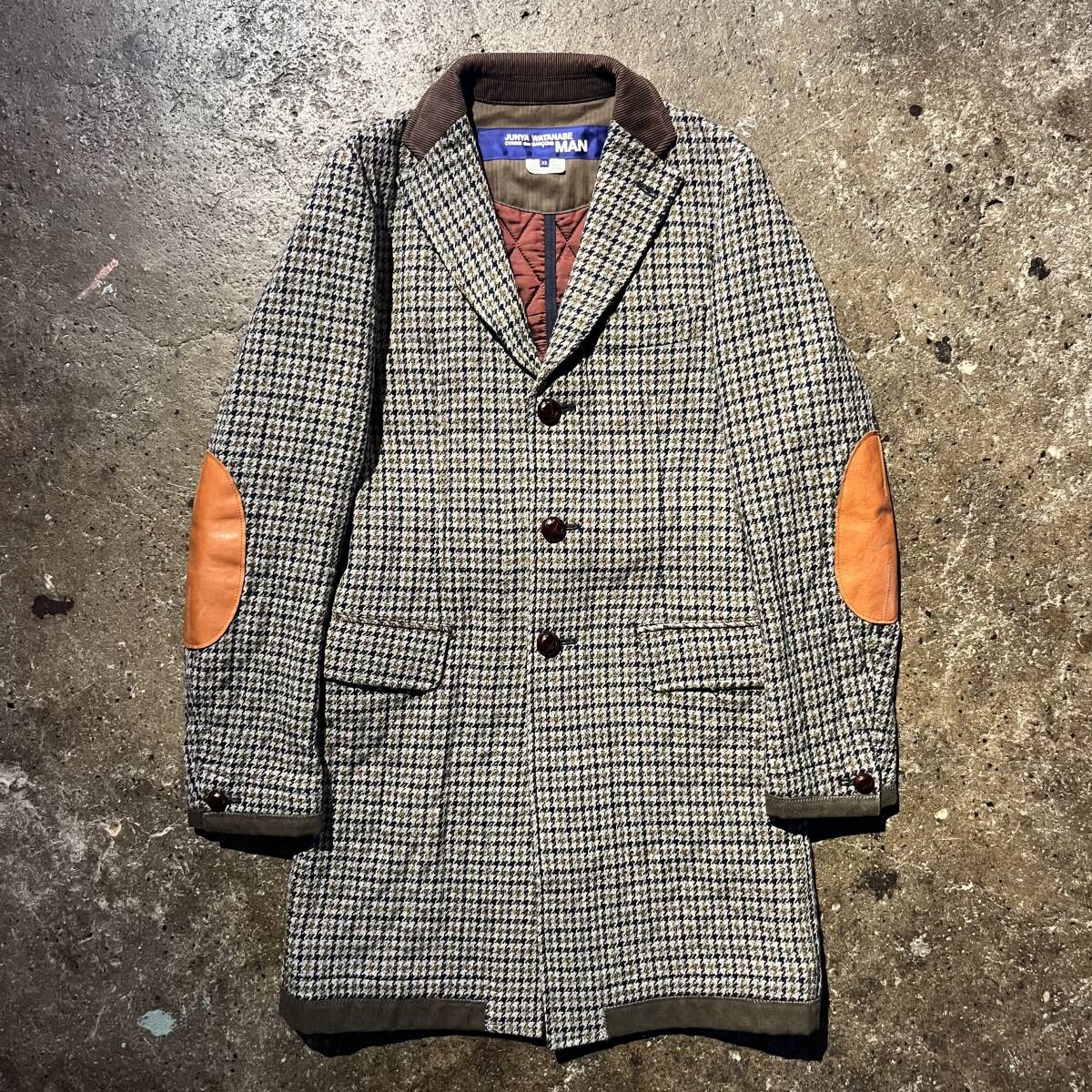 JUNYA WATANABE MAN 14aw 千鳥格子エルボーパッチコート ジュンヤワタナベマン 14aw AD2014 ツイード COMME des GARCONS