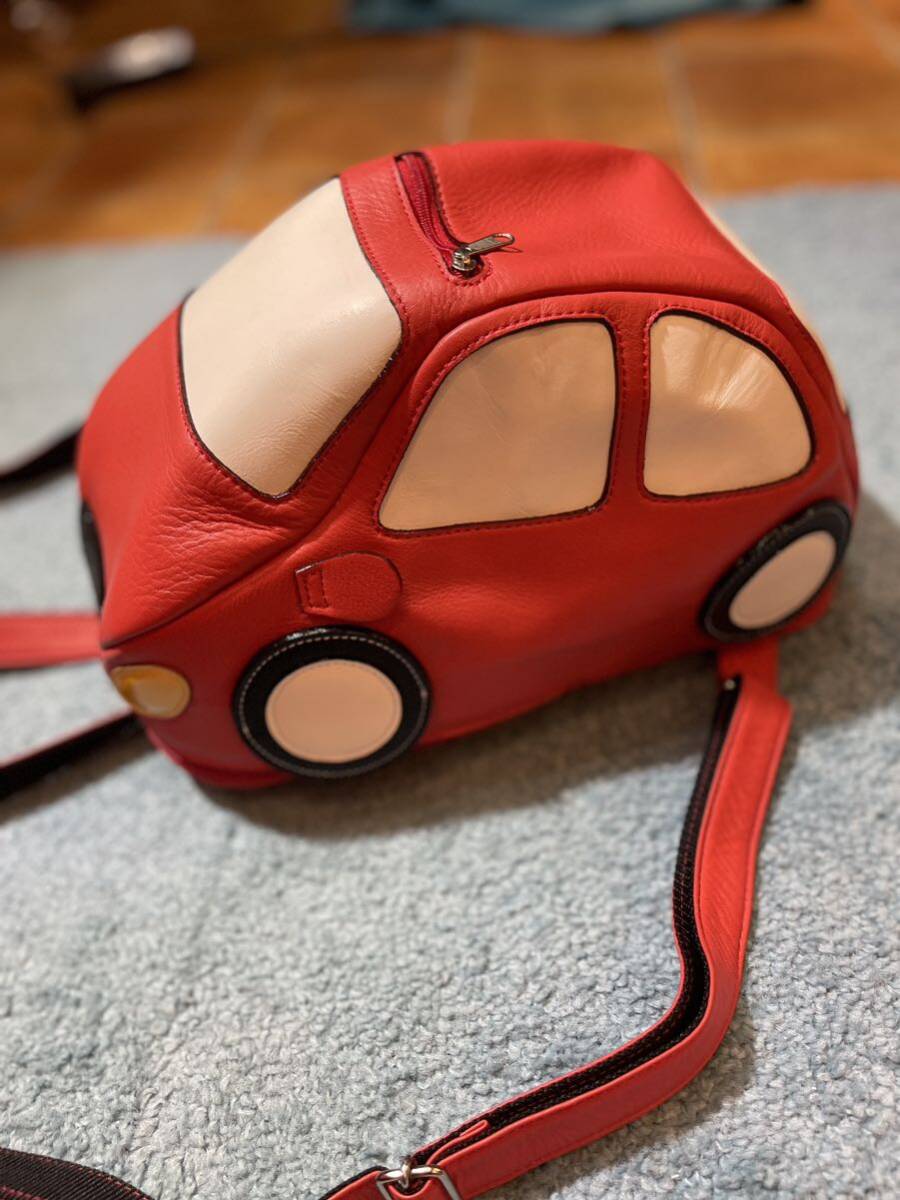 新品　車型　赤色　牛本革リュック