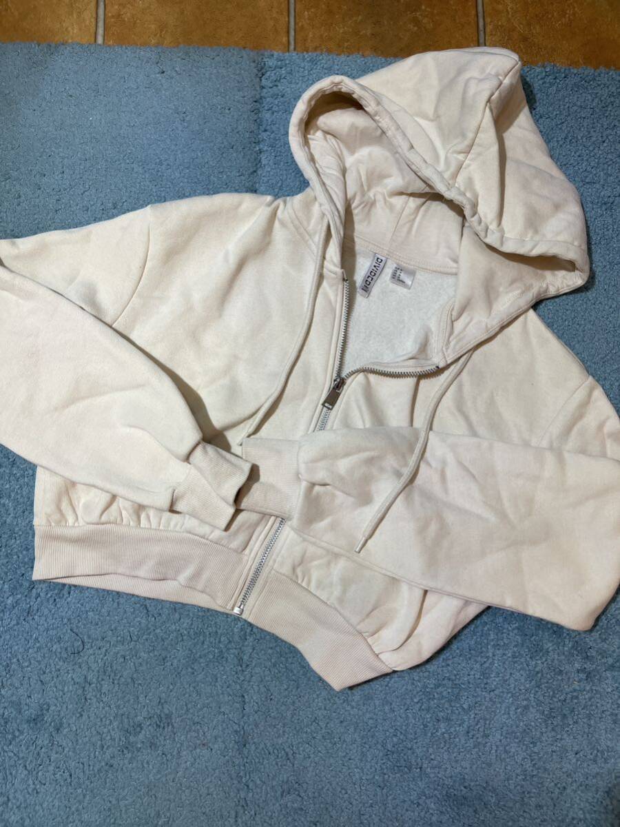 H&M 裏起毛　ショートパーカー　アイボリーMサイズ
