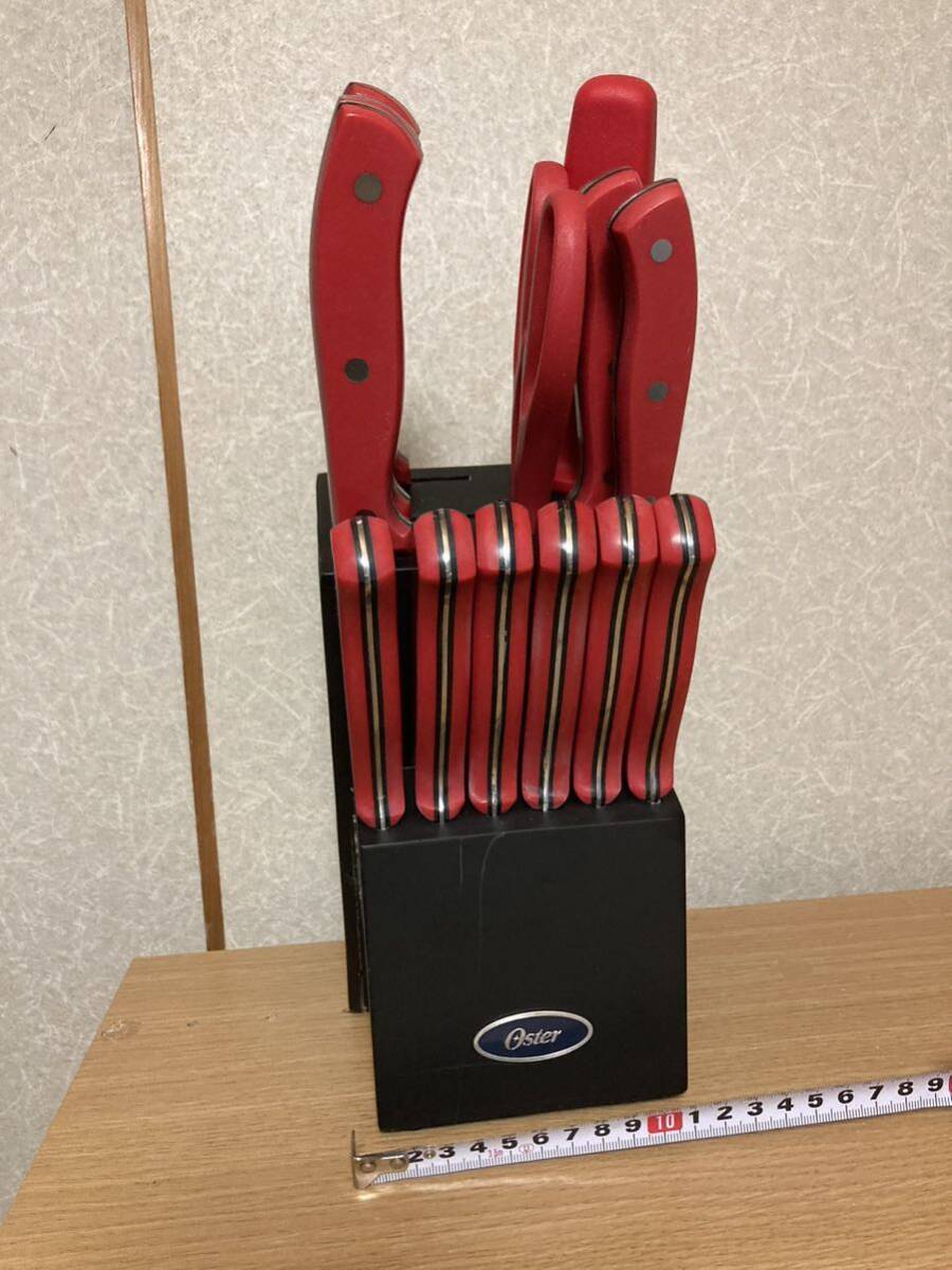 YK-6056 #100 ※難あり 中古品 oster baldwyn オスターボールドウィン 14本 包丁セット スタンド付 ナイフセット ステンレススチール