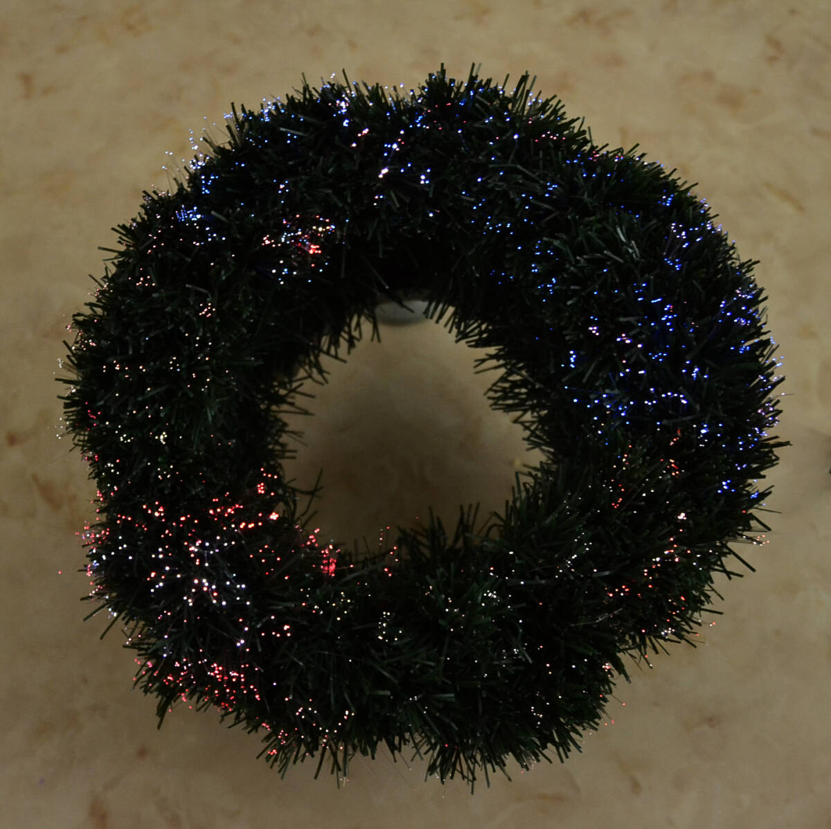 クリスマスリース型 イルミネーションライト リースライト 直径30cm弱 クリスマス飾り 電池電源コード両用式 中古品　