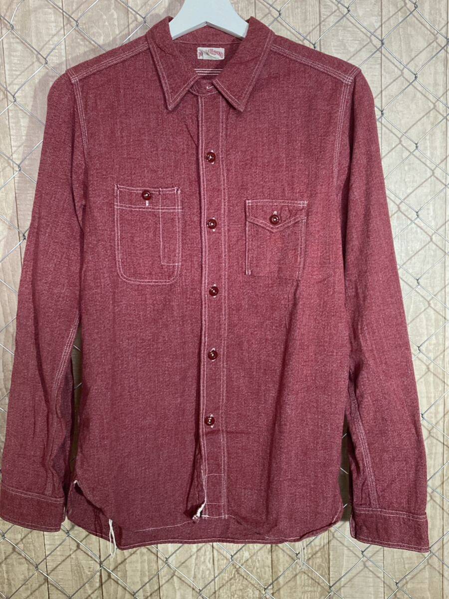 THE REAL McCOY’S リアルマッコイズ　DOUBLE DIAMOND ダブルダイアモンド　長袖シャツ ワークシャツ シャンブレー　赤　size:15