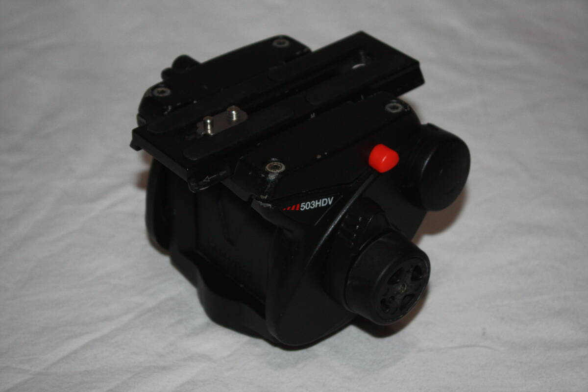 Manfrotto 503HDV　美品　三脚ヘッド(ボールなしのフラットタイプ)　美品 　(検索：ビデオ三脚、マンフロット、PMW-、HXR-、AG-AC、AJ-PX)