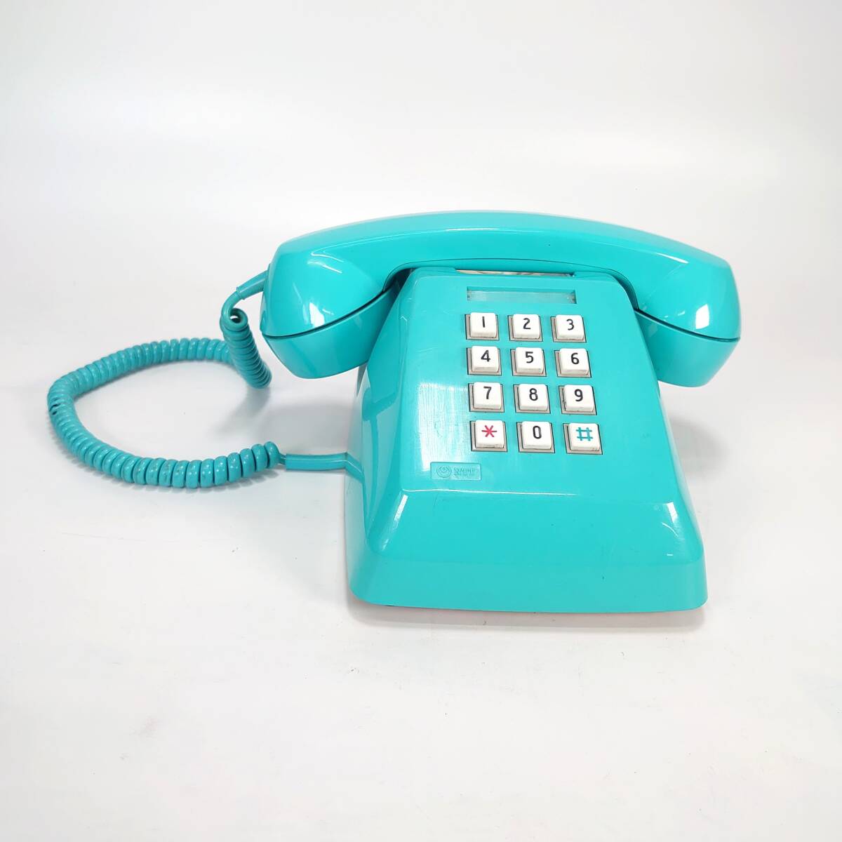 通電OK NTT プッシュホン 電話機 アンティーク 昭和 レトロ 当時物 電話 グリーン系