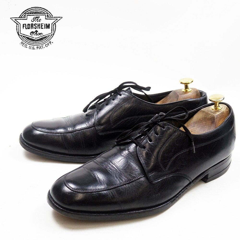 10-1/2B表記　Florsheim　フローシャイム　Uチップ　ドレスシューズ　外羽根　革靴　レザー　ブラック　黒　24.8.16/P1386
