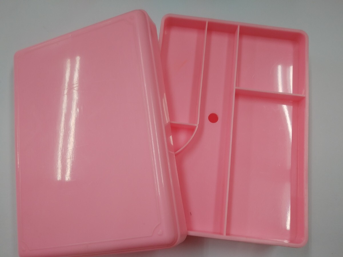 未使用 レトロ 裁縫箱 小学校 プラスチック ソーイングボックス お針箱 仕切り 昭和 懐かしい ピンク かわいい