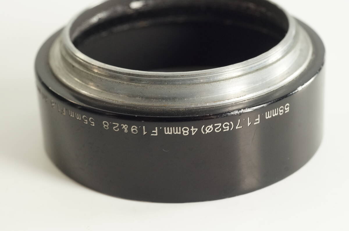 plnyeA010[並品]MAMIYA-SEKOR 58mm.F1.7 (52φ) 48mm.F1.9 & 2.8 マミヤ 52mm径ネジ込み式 メタルフード