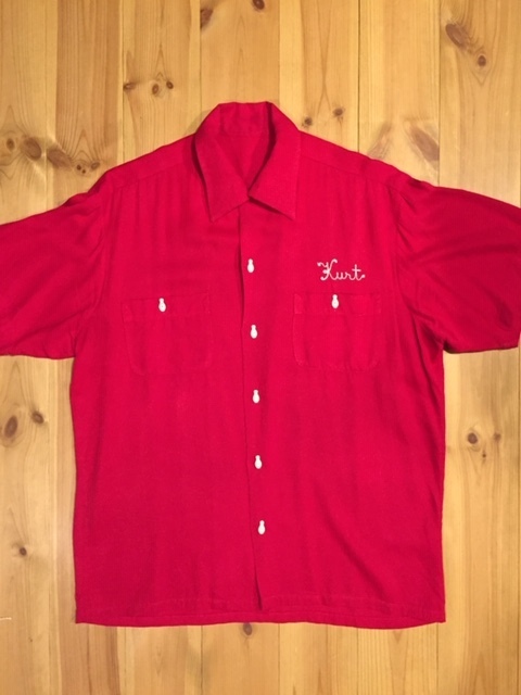 60's UNKNOWN Vintage S/S Bowling Shirt/ヴィンテージ 半袖 ボーリングシャツ チェーンステッチ ピンボタン / King Louie