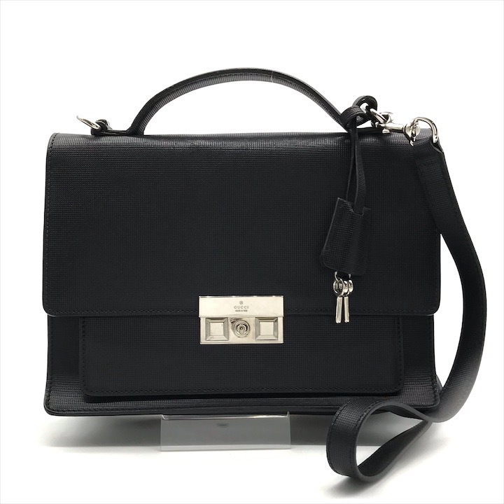 良品 GUCCI グッチ ディアマンテ 2way ハンド ショルダー バッグ ブラック a4528