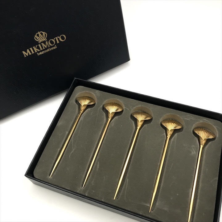 保管品 MIKIMOTO ミキモト フルーツピック カトラリー ゴールド k3481