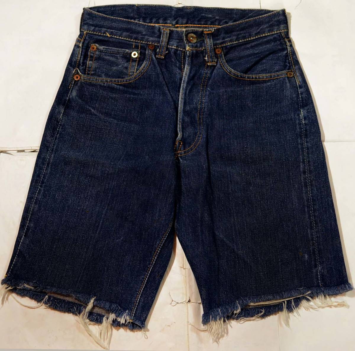 t100/LEVIS503BXX革パッチ カットオフ ヴィンテージ 極上濃紺！