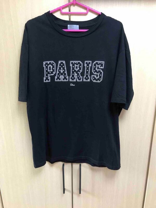 正規 18AW Dior Homme ディオールオム ディオール オム PARIS BEE パリ 蜂 ロゴ Tシャツ カットソー 黒 M