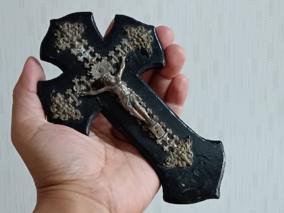 1920年代ベルギー イエスキリスト十字架壁掛け18ｃｍ クロス キリシタン Christianity 西洋アンティーク