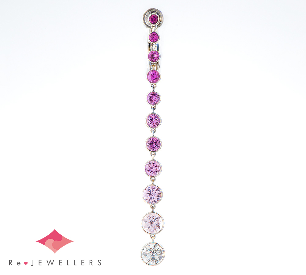 ギメル ピンクサファイア計1.904/1.835ct ダイヤモンド 0.505/0.519ct プラチナ950 イヤリング【中古】