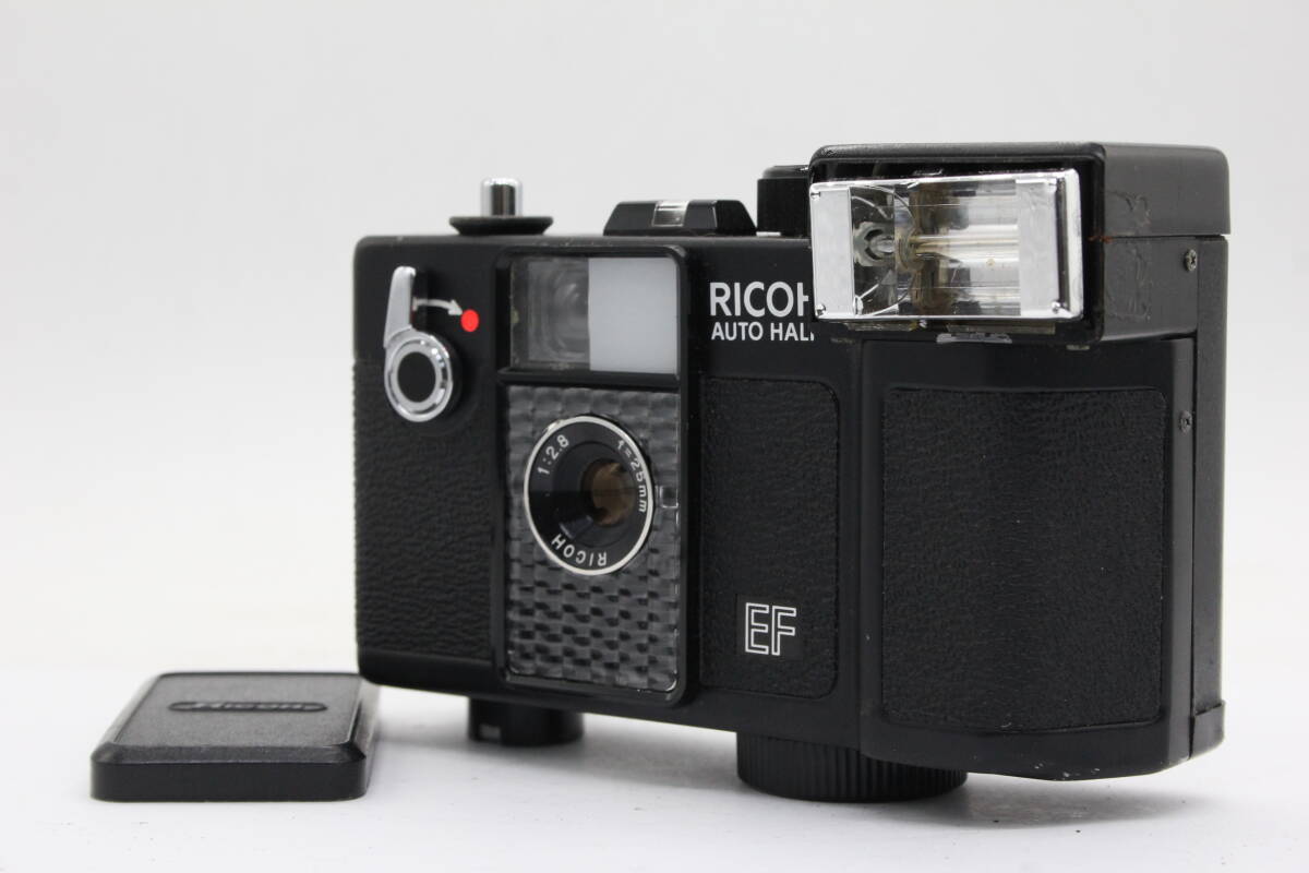 【返品保証】 リコー Ricoh Auto Half EF ブラック 25mm F2.8 フラッシュ付き コンパクトカメラ v5159