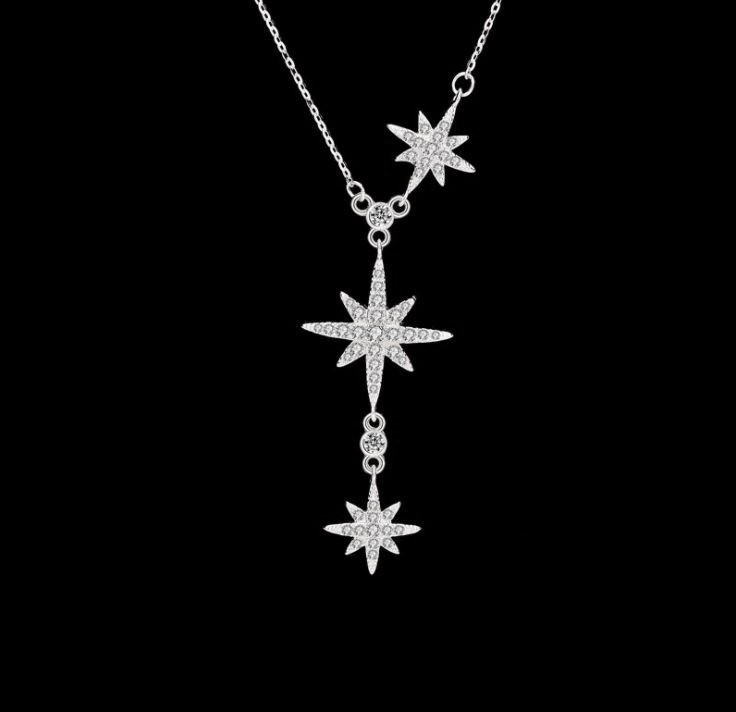  Y字 星 ネックレス スター シルバー 925 ペンダント CZ 八芒星 8つ星 キラキラ シルバーネックレス