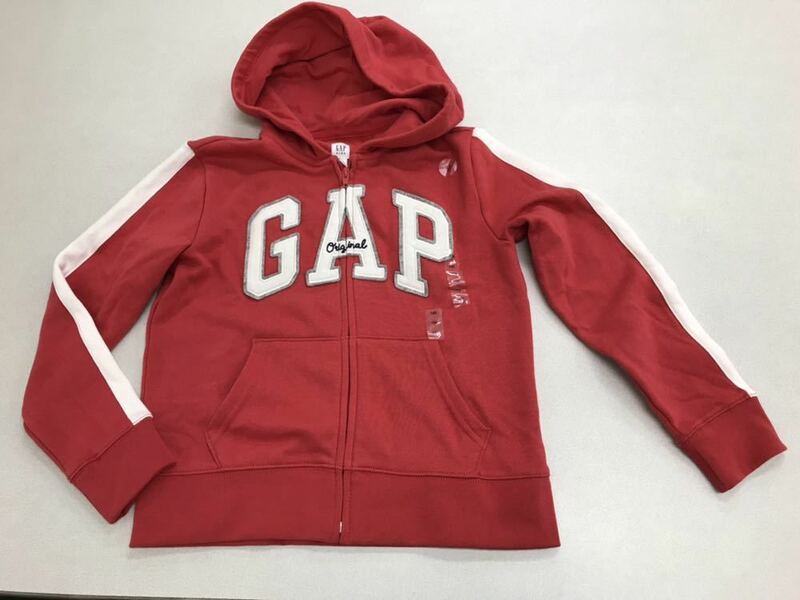 ■ＧＡＰ■新品■160■ギャップ■赤に白ライン■ロゴ■パーカー■人気のGAPロゴ・デザイン■2-2