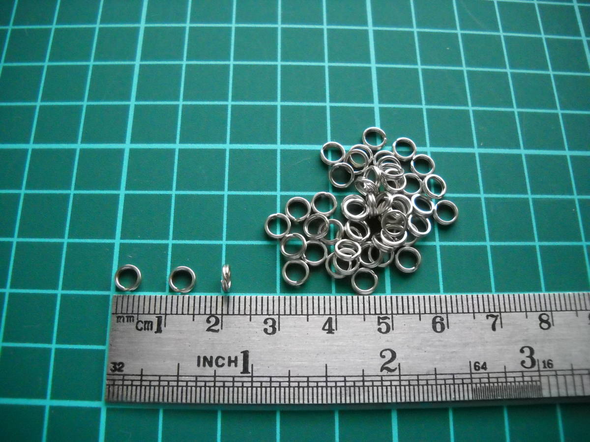平打ちスプリットリング（ 扁平リング）外径約5.0mm内径3.4mm 50個 (ステンレス製)