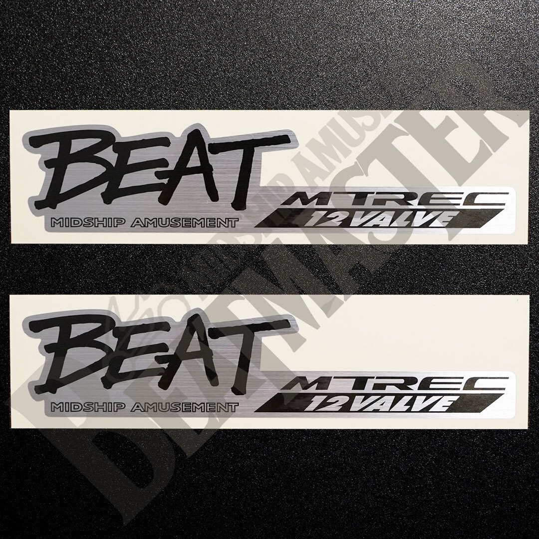 新品・未使用☆ホンダ ビート“ BEAT MTREC 12VALVE ”20周年記念セレクションエンブレム風ステッカー 2枚 BEAT MASTER HONDA BEAT 新品