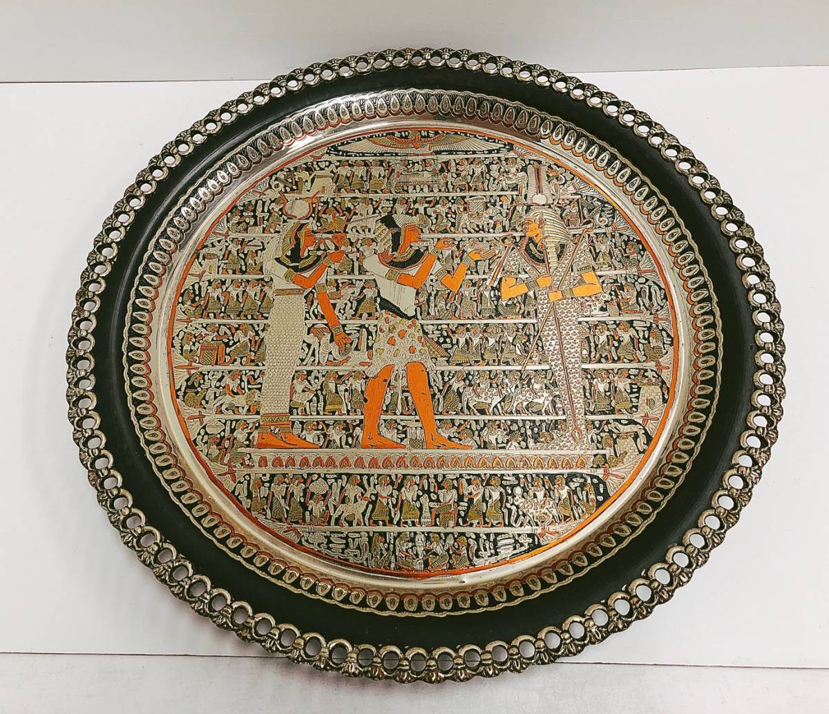 ◆値下げ 古代 エジプト ファラオ 絵柄 壁画 土台 テーブル 机 プレート 装飾品 逸品 アンティーク インテリア ビンテージ マニア