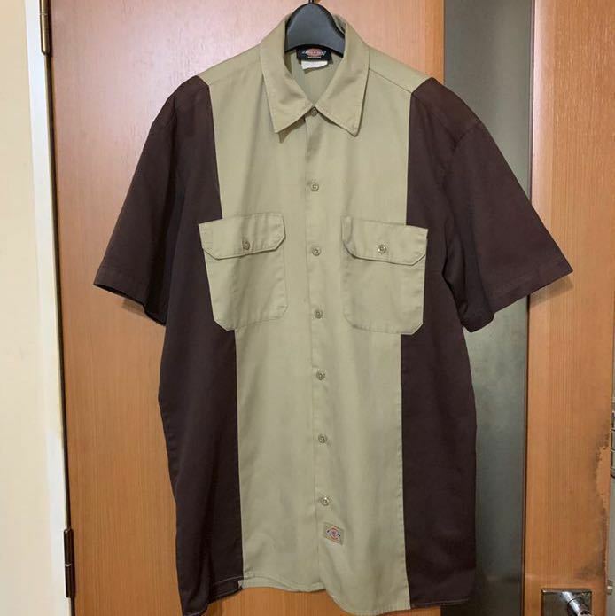 人気 90s～『Dickies』パネル切り替え半袖ワークシャツ ディッキーズ Mサイズ 半袖シャツ