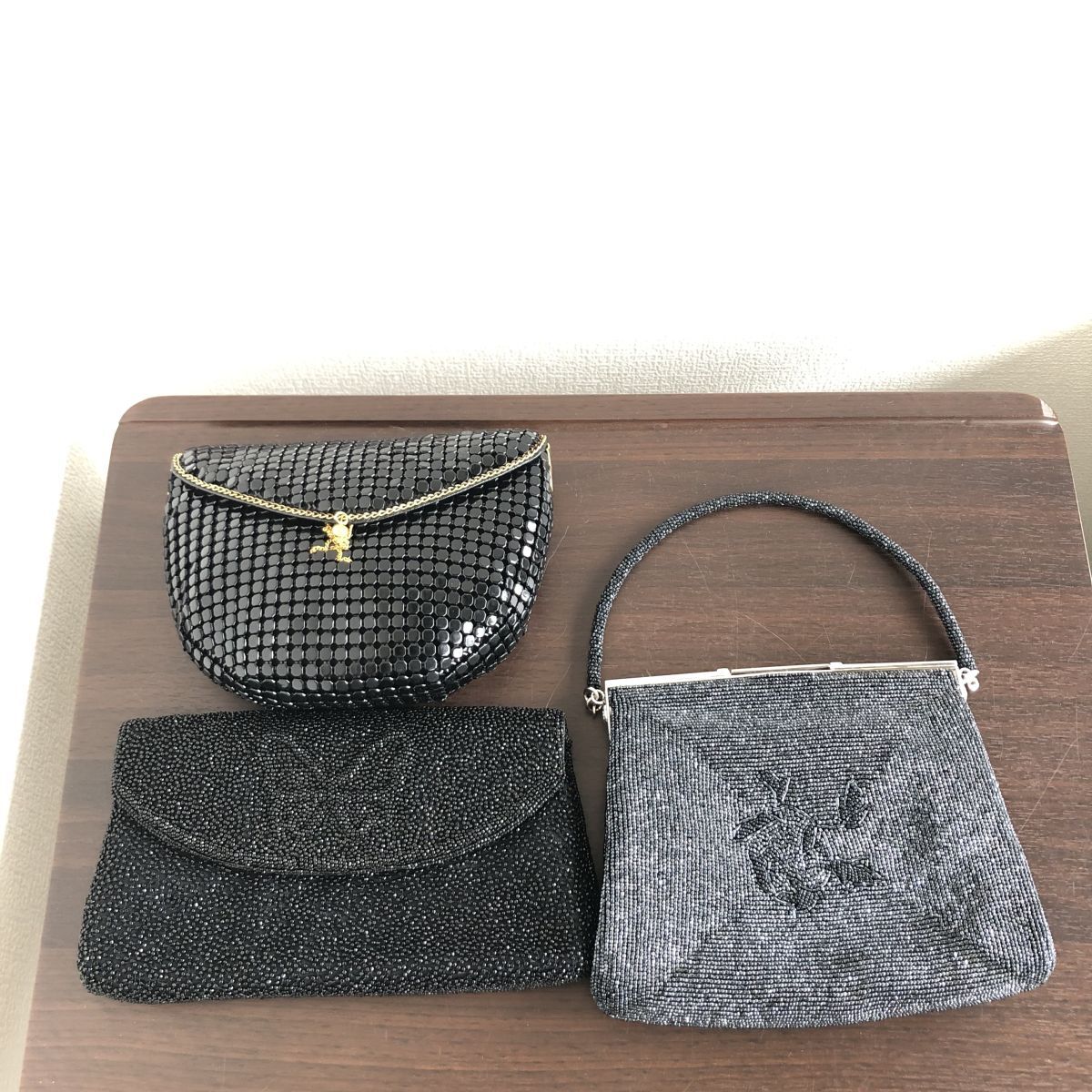 3点セット ビーズバッグ ハンドバッグ アンティーク ヴィンテージ お出かけ 洋装 和装 浴衣 昭和レトロ/47-47